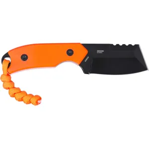 CRKT 4036ER Razel Compact EDC 2.32\" Fixed Chisel Part Serrated Black Oxide D2 Steel Blade, Orange G10 Handle
