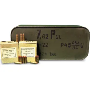 Romanian 7.62x25 86gr, Brass, Berdan, 1980\'s Production Ammo - 1224rd Tin