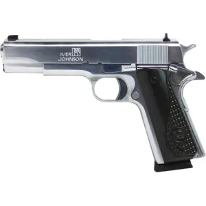 Iver Johnson Arms 191138CHRW 1911 A1 Government 70 Series 38 Super 5\" 9+1 Chrome Black Diamondwood Grip
