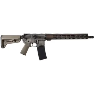 Shark Coast Tactical AR-15 Rifle, 5.56,Cerakote Nickel Battleworn Upper / Lower Receiver, 16\" BBl, 15\" Cerakote Bronze Battleworn Rail, Viking Theme