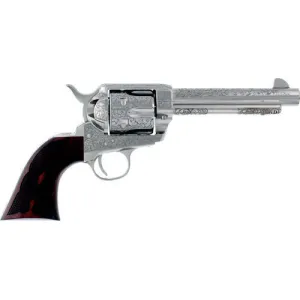Cimarron Buffalo Bill Cody PP410LNBB Revolver, .357 Magnum/.38 Special, 5.5\" Barrel, 6-Round, Single Action, Nickel Engraved, Wood Grips.