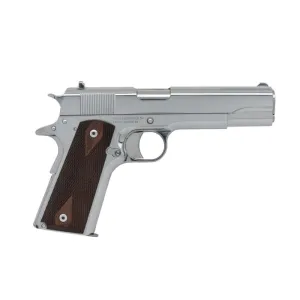 Tisas 1911A1 Regulator 9+1 5\" Hard Chrome Plated Barrel, High Polished Chomium Coated Serrated Steel Slide & Frame w/Beavertail Frame Checkered Wood Grips - 10100513