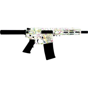 Great Lakes Firearms AR15 Pistol, .223 Wylde, 7.5\" 4150 CRMOV Black Nitride Barrel, 7.125\" M-LOK Rail, Pistol Buffer Tube, Saved By The Splatter White Cerakote- GL15223P S-WHT