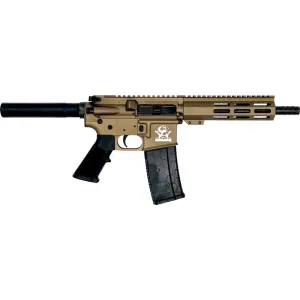 Great Lakes Firearms AR15 Pistol, .223 Wylde, 7.5\" 4150 CRMOV Black Nitride Barrel, 7.125\" M-LOK Rail, Pistol Buffer Tube, Burnt Bronze Cerakote Finish- GL15223P BRZ