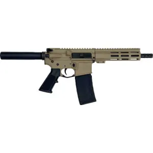 Great Lakes Firearms AR-15 Pistol, .223 Wylde 7.5\" Black Nitride Barrel, 7.25\" M-LOK Rail, 7075 T6 Receiver, Flat Dark Earth Cerakote - GL15223P FDE