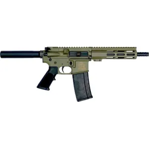 Great Lakes Firearms AR15 Pistol, .223 Wylde, 7.5\" 4150 CRMOV Black Nitride Barrel, 7.125\" M-LOK Rail, Pistol Buffer Tube, OD Green Cerakote Finish- GL15223P ODG