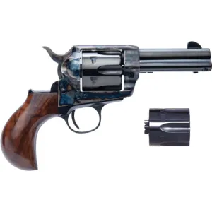 Cimarron Thunderer CA348 Revolver 45LC/45ACP 3.5\" 6rd Single Action Dual Cylinder Case Hardened/Blue, Birdshead Grip.