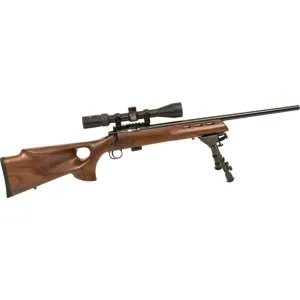 Crickett 20030 722 Varmint Package Bolt 22 LR 20\" HB 7+1 Scope Walnut Thumbhole Stock Blued