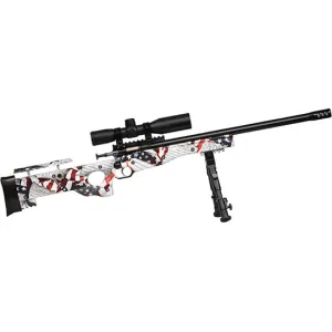 Crickett KSA2153 Precision Complete Package 22 LR 1rd 16.12\" Blued American Flag & Amendment Fixed Thumbhole Stock (Youth)