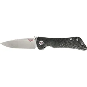 Southern Grind Spider Monkey Folding Knife, 3.25\" S35VN Drop Point Blade, Textured Black Carbon Fiber Handle.
