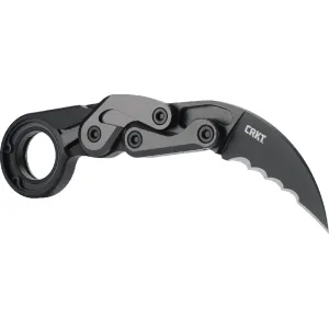 CRKT 4040V Provoke 2.41\" Folding Hawkbill Veff Serrated Black TiN D2 Steel Blade/Black Aluminum Handle Includes Pocket Clip