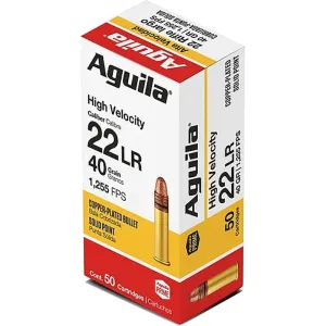 Aguila 1B220328 Standard High Velocity 22 Long Rifle Ammunition, 40 GR Solid Point - 2000 Round Case