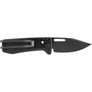 S.O.G SOG-12-63-05 Ultra XR XHP 2.80\" Folding Plain Black Satin TiCN Cryo CTS XHP Blade/ Black Carbon Fiber Handle Includes Pocket Clip