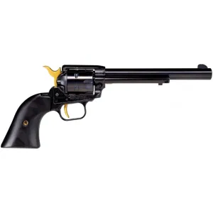 Heritage Mfg RR22B6-GLD Rough Rider 22 LR 6rd 6.50\" Overall Black Oxide Steel with Black Laminate Grip & Gold Accents