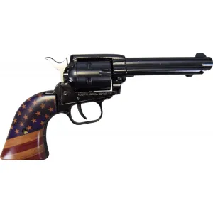Heritage Mfg Rough Rider Small Bore Single .22LR 4.75\" Blued, Antiqued US Flag Pattern Grips - R22B4GOLDUSA