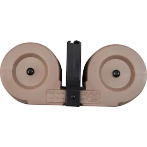 Gen II AR-15 / M16 100 Round Dual Drum Magazine .223/5.56 With Reinforced Feed Lips in Desert Tan