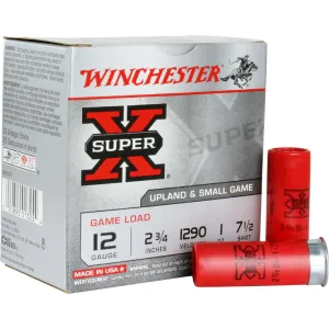 Winchester Super-X 12 Gauge 2.75\" 1 oz #7.5 Shot Lead Game Load 250 Rounds XU127 Brass-Plated Steel Case.