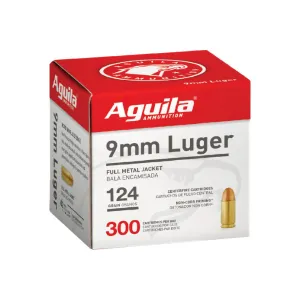 Aguila 1E092108 Target & Range 9mm Luger 124 gr Full Metal Jacket (FMJ) - 300rd Box
