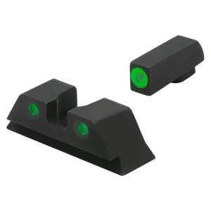 Meprolight USA 417663111 Mepro Hyper-Bright Self-Illuminated Sights Fixed Tritium Green Front & Rear Black Frame for S&W M&P