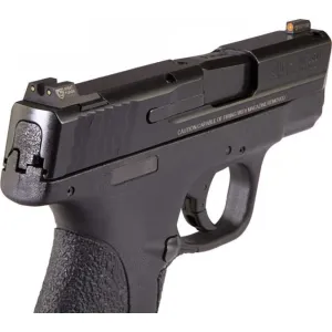 Night Fision SAW202007OGZ Night Sight Set Square Front/U-Notch Rear S&W M&P Shield Green Tritium w/Orange Outline Black