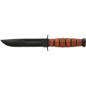 Ka-Bar 1250 Usmc Short 5.25\" Fxd 1095 Cro-Van Clip Point Plain Lthr Hndl Sheath