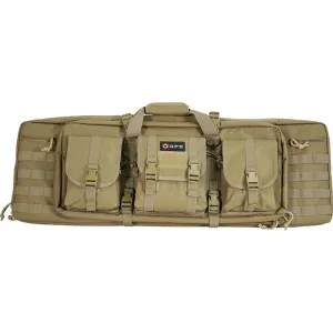 GPS Bags GPSDRC36FDE Double 36\" Flat Dark Earth 600D Polyester with 2 Padded Pistol Sleeves, Molle Webbing & Lockable Zippers