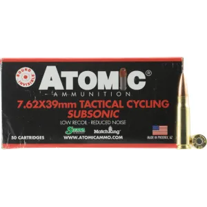 Atomic 00474 Tactical Cycling Subsonic 7.62x39mm 220 GR Hollow Point Boat Tail - 50rd Box