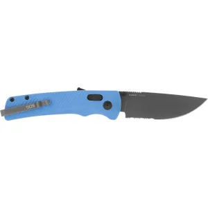 S.O.G SOG-11-18-04 Flash AT 3.45\" Folding Part Serrated TiNi Cryo D2 Steel Blade/ Civic Cyan GRN Handle Includes Pocket Clip