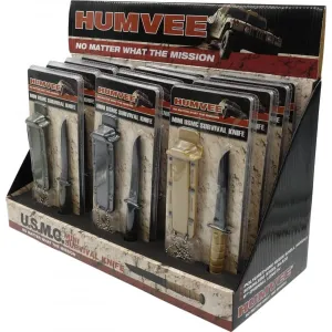 Humvee Adventure Gear HMV-DB-USMC Humvee Combat Knife Display 3.5\" USMC Combat Knife Display