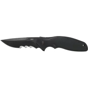 CRKT K800KKP Shenanigan 3.35\" Folding Drop Point Veff Serrated Black Stonewash 1.4116 Steel Blade Green Black Handle