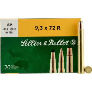 Sellier & Bellot SB9372RA Rifle 9.3mmX72R 193 GR Soft Point - 20rd Box