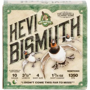 HEVI-Shot HS15504 Hevi-Bismuth Waterfowl 10 Gauge 3.5\" 1 3/4 oz 4 Shot - 25sh Box