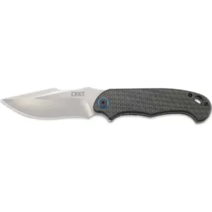 CRKT 7920 P.S.D. 3.63\" Folding Plain Satin 4116 Stainless Steel Blade/ Black Carbon Fiber/G10 Handle Includes Pocket Clip