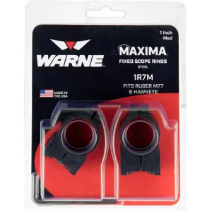 Warne 1TM Maxima Grooved Receiver Ring Set Fixed For Rifle Tikka Dovetail Medium 1\" Tube Matte Black Steel