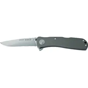S.O.G SOG-TWI8-CP Twitch II 2.65\" Folding Drop Point Plain Satin AUS-8A SS Blade Gray Anodized Aluminum Handle Includes Belt Clip