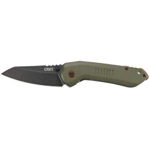 CRKT 6280 Overland 3\" Folding Sheepsfoot Plain Stonewashed 8Cr13MoV SS Blade/ Green G10/SS Handle Includes Pocket Clip
