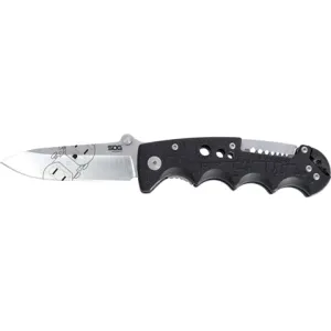 S.O.G SOG-EL01-CP Kilowatt 3.40\" Folding Clip Point Plain Satin AUS-8A SS Blade Black GRN Handle Includes Belt Clip