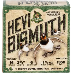 HEVI-Shot HS16706 Hevi-Bismuth Waterfowl 16 Gauge 2.75\" 1 1/8 oz 6 Shot - 25sh Box