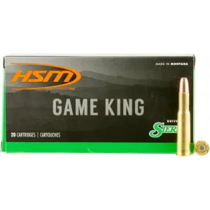HSM 303 Savage Game King 150gr Flat Nose Soft Point Brass Case Ammunition 20 Rounds.