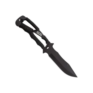 S.O.G SOG-F041TN-C Throwing Knives Fixed 4.40\" Plain Black Hardcased 420HC SS Blade Black GRN Handle 3 Knives Piece