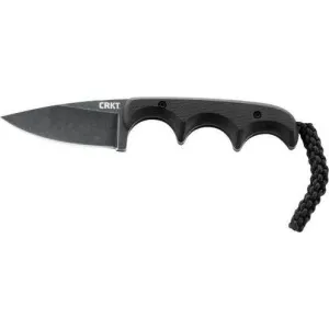 CRKT 2384K Minimalist 2.16\" Fixed Drop Point Plain Black Stonewashed 5Cr15MoV SS Blade/Black G10 Handle Includes Lanyard/Sheath