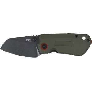 CRKT 6277 Overland Compact 2.24\" Folding Plain Stonewashed D2 Steel Blade/ Green w/Orange Accents G10/SS Handle Includes Pocket Clip