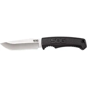 S.O.G SOG-FK1001-C Field 4\" Fixed Clip Point Plain Satin 7Cr17MoV SS Blade Black TPR Handle Includes Sheath