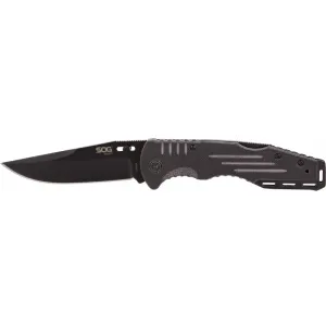 S.O.G SOG-FF11-CP Salute 3.62\" Folding Clip Point Plain Black Hardcased 8Cr13MoV SS Blade Black G10 Handle Includes Belt Clip