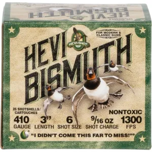 HEVI-Shot HS19006 Hevi-Bismuth Waterfowl 410 Gauge 3\" 9/16 oz 6 Shot - 25sh Box