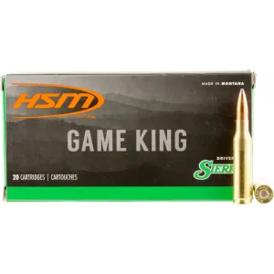 HSM Game King 7mm-08 Rem 160gr Spitzer Boat Tail SBT Brass Case Ammunition 20 Rounds