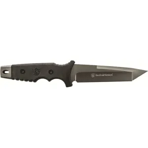 Schrade SW7 Fixed Blade Tanto 9Cr17 High Carbon Steel HL1 Rubber Handle w/Lanyard Hole and Ambidextrous Sheath