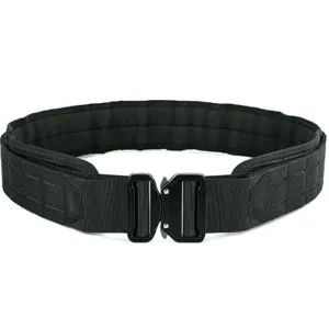 Guard Dog Body Armor 2\" Padded Adjustable Range Belt - Laser Cut Molle Webbing - Inner/Outer Belt - Metal Quick Release Buckle - Size: L - Black - DUTYBELT-BLK-L