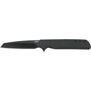 CRKT 3802K LCK + Blackout 3.24\" Folding Tanto Plain Black Oxide 8Cr13MoV SS Blade/ Black GRN Handle Includes Pocket Clip