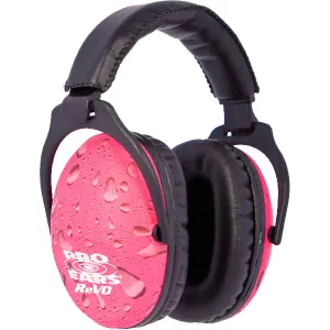 Pro Ears PE26UY016 ReVO Passive Muff 26 dB Over the Head Pink Ear Cups with Black Headband & Rain Pattern for Youth 1 Pair